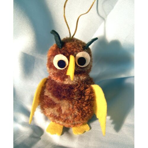 Hibou Miniature Peluche Pompons En Laine