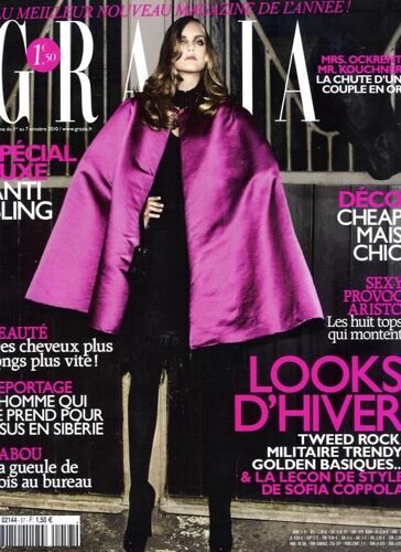 Grazia  N° 57 : Uffie 5p/ Blow 4p/ Ruffalo 3p/ Portfolio Jesus Siberie 8p/2p Chacun: Desnaoui, Kouchner-Ockrent/ 1p: Vaselines, Allen, Kruger, Dekker, S.Coppola