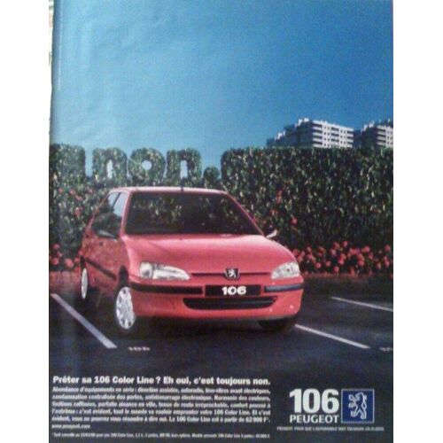 Publicite Ancienne (Avril 1998) Pour La Peugeot 106