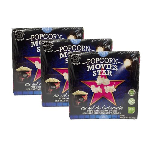 Lot 3x Pop Corn Sel De Guérande Micro-Ondes - Movies Star - Boîte 100g