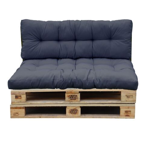 Set 2 Coussins Palette D'extérieur Riou Gris Polyester Anthracite