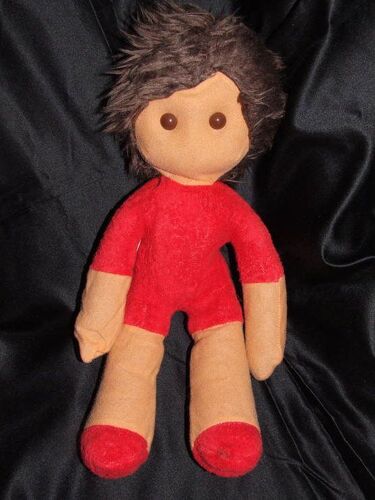 Poupee Doudou Boulgom Tissus Chiffon Ancien Vintage Peche Rouge Peluche 38 Cm