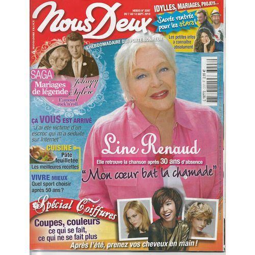 Nous Deux  N° 3297 : Line Renaud Le Mariage De Sylvie Vartan Et Johnny Hallyday Elsa Thierry Lhermitte Sharon Stone Patrick Sebastien
