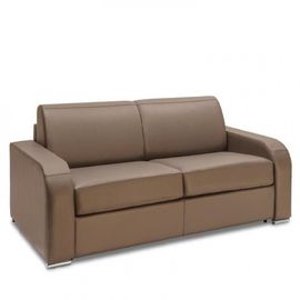 Canapé Express 120 Cm Sofia Edition Cuir Et Pu Cayenne Taupe Matelas 16 Cm