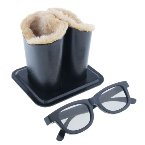 Porte-Lunettes À Double Tête, Étui De Protection Anti-Rayures En Pu Doublé De Peluche Pour Le Bureau, L'école Et Le Travail À Domicile 