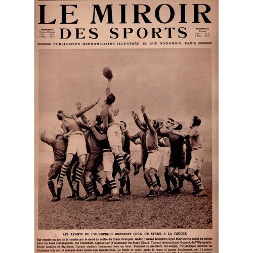 Le Miroir Des Sports N° 126 : Les Avants De L' Olympique Dominent Ceux Du Stade À La Touche