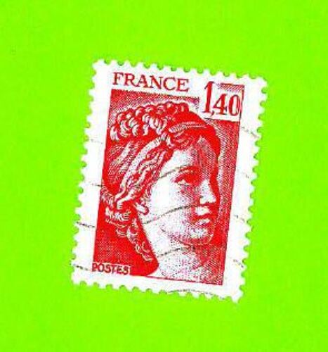 Timbre Oblitéré Used Stamp Sabine De Gandon 1f40 Rouge 2 Bandes De Phosphore France 1980 Y&t 2102