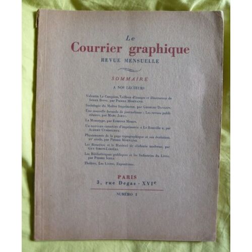 Le Courrier Graphique  N° 1 : Le Courrier Graphique - Revue Mensuelle - N° 1 - Déc. 1936