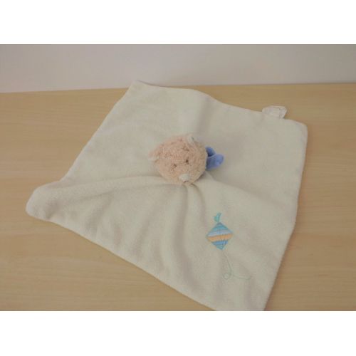 doudou plat ours blanc bleu cerf volant bengy