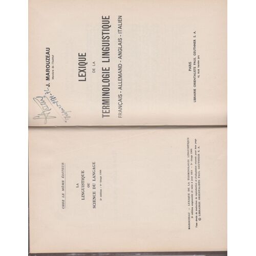 Lexique De La Terminologie Linguistique Français-Allemand-Anglais-Italien