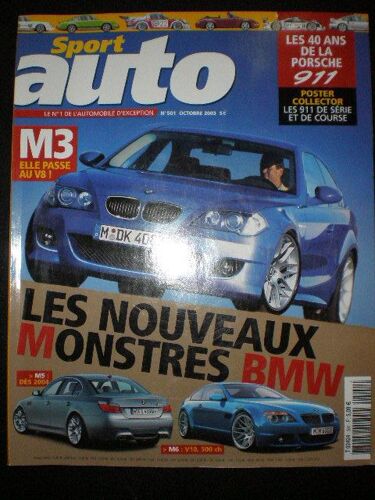 Sport Auto N°1 De L'automobile D'exception  N° 501 : 40 Ans De La Porsche 911,M3 Elle Passe Au V8,Nouveaux Monstres Bmw,