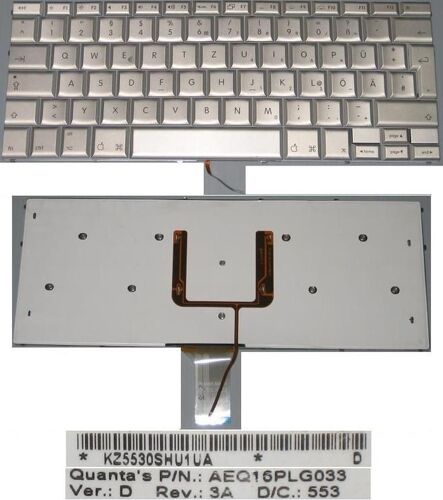 Clavier Qwertz Allemand / German Pour APPLE G4 15" Series, Gris Clair / Silver, Model: KZ5530SHU1UA, P/N: AEQ16PLG033