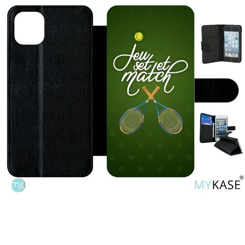 Etui À Rabat Iphone 11 Pro Max - Jeu Set Et Match De Tennis - Simili-Cuir - Noir