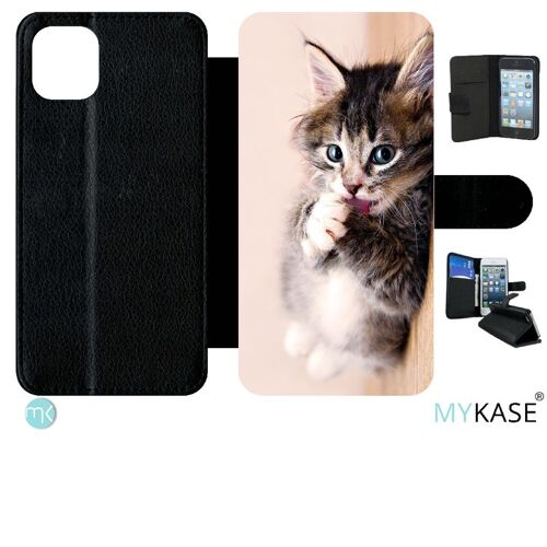 Etui À Rabat Iphone 11 Pro Max - Chaton Tout Mignon - Simili-Cuir - Noir