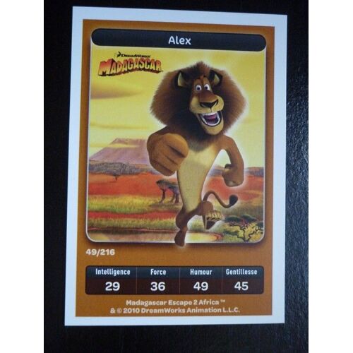 Carte Disney Carrefour "Alex" 49/216  (Madagascar)