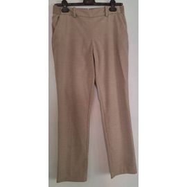 Pantalon Beige À Pinces À Enfiler