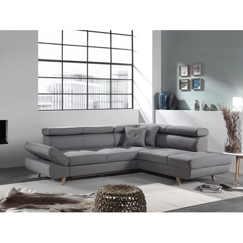 Linea - Canapé D'angle Droit Convertible Scandinave - L 252 X P 190cm Couleur - Gris Clair