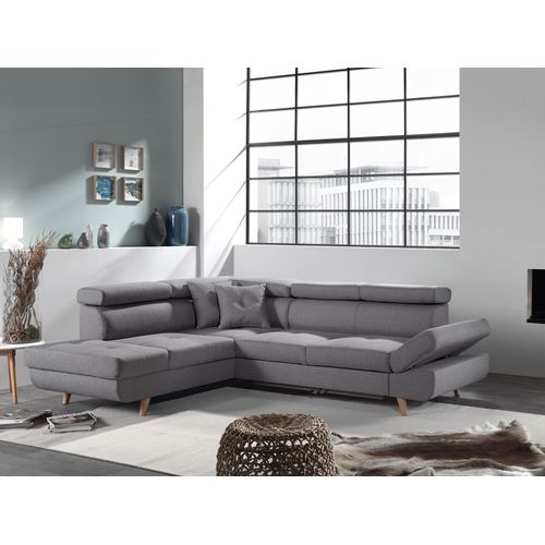 Linea - Canapé D'angle Gauche Convertible Scandinave - L 252 X P 190cm Couleur - Gris Clair