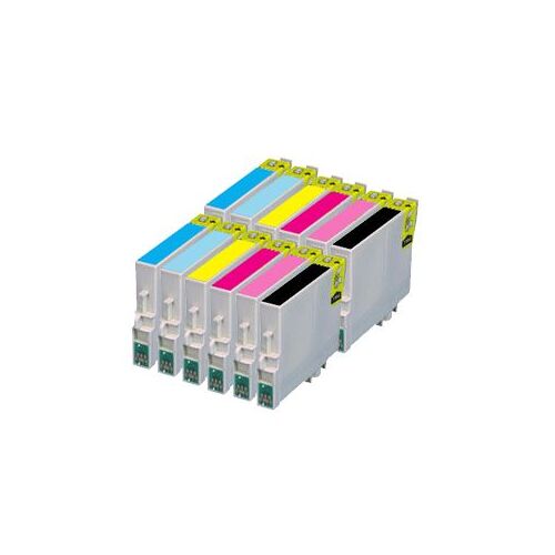 12x Haute Capacité Cartouches D'encre Compatibles  - Avec Puce - Cyan / Light Cyan / Yellow / Magenta / Light Magenta / Black Pour Epson/Stylus/Photo Px710w Px810fw Rx580 Rx685 P50 Px810w