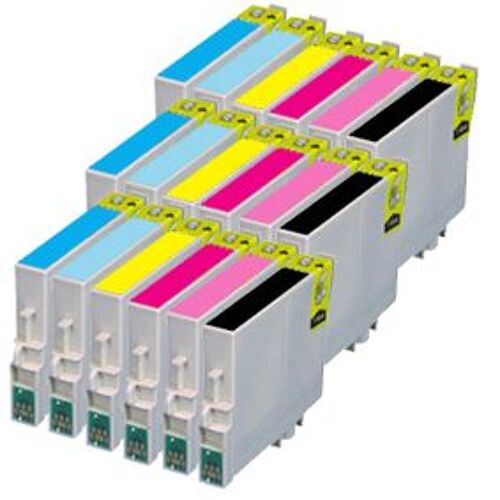 18x Haute Capacité Cartouches D'encre Compatibles - Avec Puce Pour Remplacer T0487 - Cyan / Light Cyan / Yellow / Magenta / Light Magenta / Black Pour Epson/Stylus/Photo Rx620 Rx640 R330...