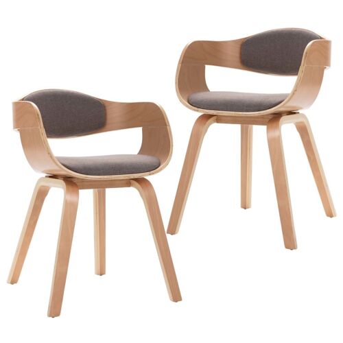Chaises de salle à manger 2 pcs Bois courbé et tissu taupe