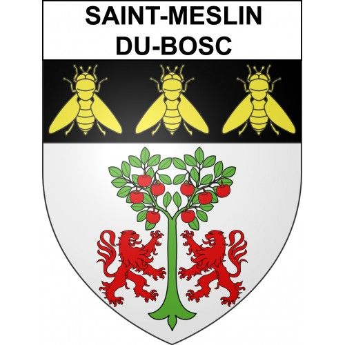 Saint-Meslin-Du-Bosc 27 Ville Sticker Blason Écusson Autocollant Adhésif - Taille : 4 Cm