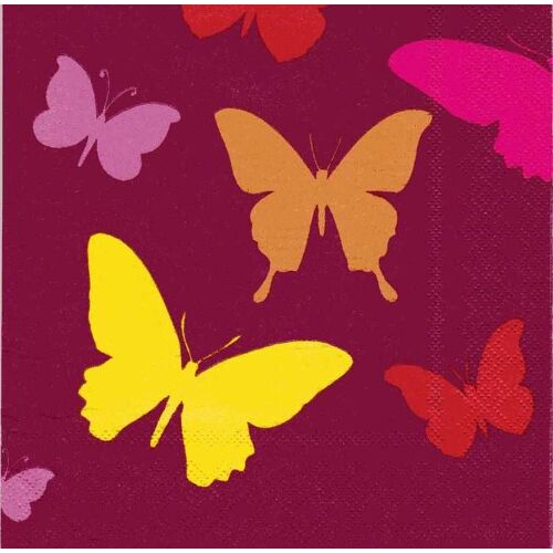 3 Serviettes Papillons Multicolore 33x33