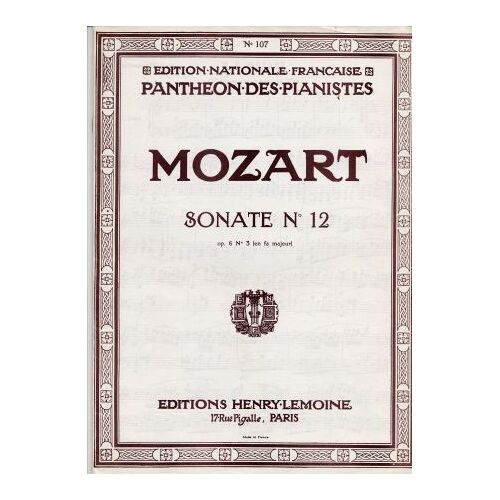 Mozart N° 107 : Sonate N° 12 Op. 6 N° 3 (En Fa Majeur)