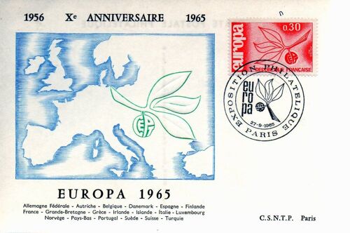 Marcophilie - Cachet Commémoratif - Exposition Philatélique Euopa - Paris, Le 27 Septembre 1965