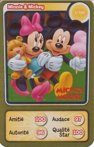 Carte Auchan Disney N° 5 / 180 Minnie & Mickey Gold / Or / Dorée