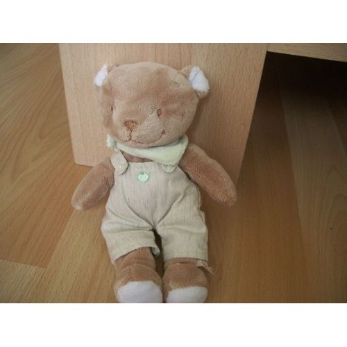 Doudou Ours Noukies 20 Cm - Foulard Vert  - Petite Pomme Brodée