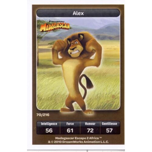 Madagascar : Alex N° 70  - Collection Dreamworks - Carrefour Carte Spéciale