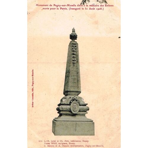 Carte Postale Ancienne, France, Meurthe Et Moselle ( 54 ), Pagny Sur Moselle, Le Monument Des Enfants Morts Pour La Patrie