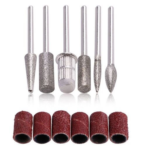 Ages 6 Pièces Forets Et Bande De Ponçage Pour Perceuse À Ongles Remplacement Ongles Manucure Électrique Forets Métal Bits Outils À Ongles 