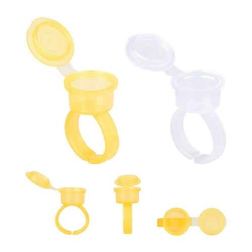 Ages 50 Pièces/Lot Accessoires De Maquillage Permanents Fournir Microblading Support De Pigment Anneau De Tatouage Encre Tasse Porte-Colle Pour Extension De Sourcil 