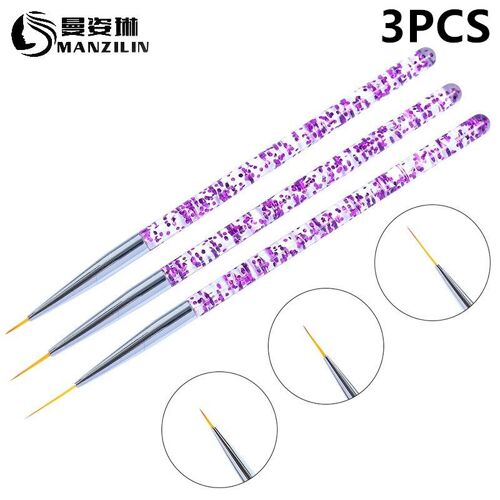 Ages 3 Pièces/Ensemble Brosse D'art D'ongle Pour Manucure Gel Brosse Peinture Pointage Stylo 3d Design Manucure Manucure Salon Outils 