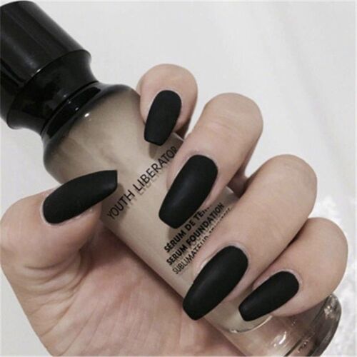 Ages Stiletto Longs Faux Ongles Noir Amande Impressionner Presse Sur Ongles Faux Brillant Artificiel Sharp Nep Nagels Avec Colle Autocollant Ongles Pops 
