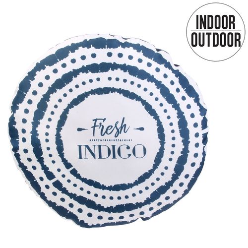 Coussin De Jardin Rond Design Bord De Mer Azur - Diam. 40 Cm - Blanc