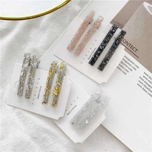 Ages 1 Paire/2 Pièces Chic Corée Style Géométrique Acrylique Pinces À Cheveux Brillant Feuille D'étain Paillettes Épingles À Cheveux Femmes Filles Barrettes Cheveux Accessoires 