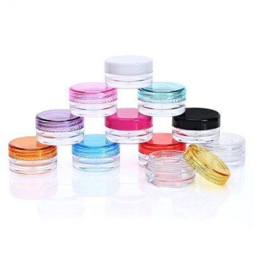Ages 10 Pièces 5g Bouteilles Rechargeables Rondes Transparent En Plastique Pot Cosmétique Vide Pot Boîte Nail Art Perle Stockage Maquillage Crème Conteneur 