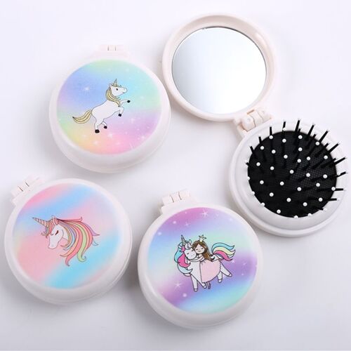 Ages Nouveau 1pc Maquillage Peigne Brosse À Cheveux Pro Style Outil Portable Mini Pliant Peigne Airbag Massage Rond Voyage Brosse À Cheveux Avec Miroir 