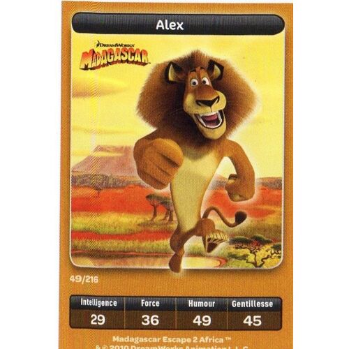 Carte Carrefour Dreamworks Madagascar 49 /216 Alex
