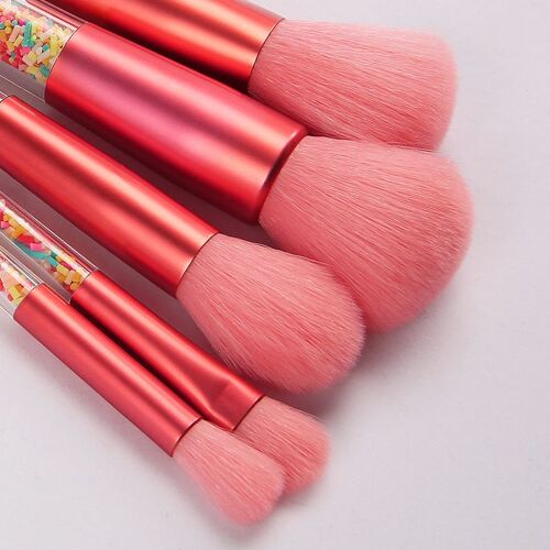 Ages 5 Pièces Sucette Bonbons Licorne Cristal Ensemble De Pinceaux De Maquillage Coloré Beau Fond De Teint Brosse Outil De Maquillage 
