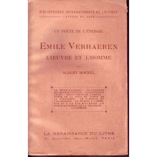 Emile Verhaeren, L'oeuvre Et L'homme
