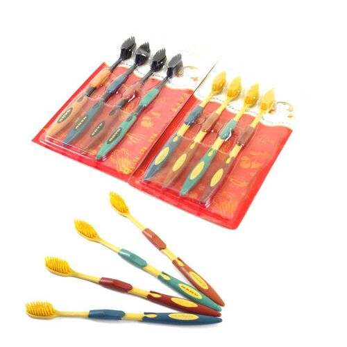 Ages 2/4 Pièces Bambou Charbon De Bois Doux Brosse À Dents Oral Soins Dentaires Nano Brosse Noire Soins Bucco-Dentaires Nettoyage Voyage Brosse À Dents Nouveau 