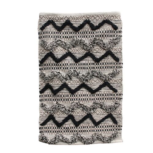 Tapis Style Ethnique En Relief Ajil - 60x90cm - Noir