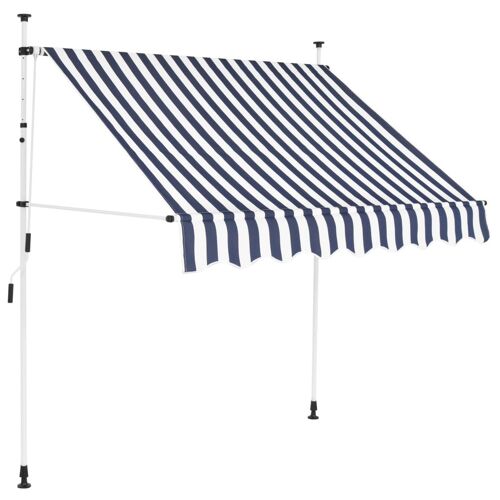 Auvent Rétractable Manuel 150 Cm Rayures Bleues Et Blanches