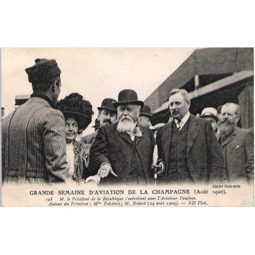 Grande Semaine D'aviation De La Champagne (Aout 1909) - L'aviateur Paulban S'entretient Avec Le Président De La République - Ayant Circulée - Ref 021 456