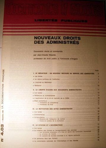 N° 4.03 Libertés Publiques / Nouveaux Droits Des Administrés