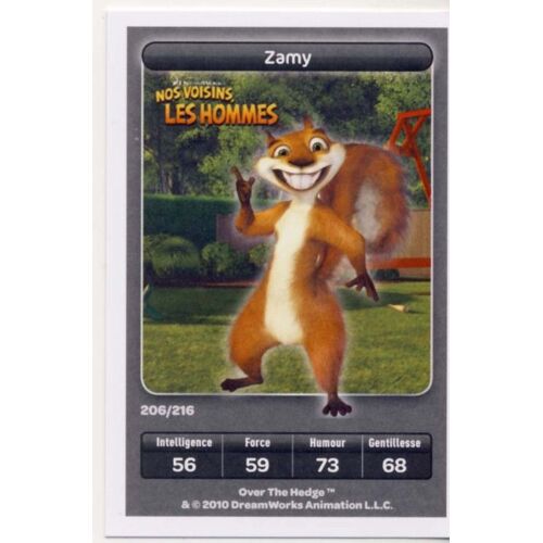 Carte Nos Voisins Les Hommes : Zamy N°206  - Collection Dreamworks - Carrefour  Carte Spéciale